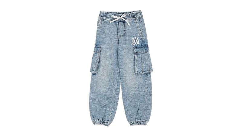 AMIRI Kids' Denim Cargo Joggers Light Denim