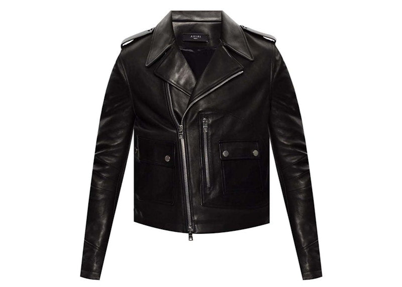 AMIRI Leather Biker Jacket Black