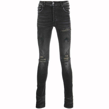 AMIRI Leather Camo MX1 Jeans Aged Black