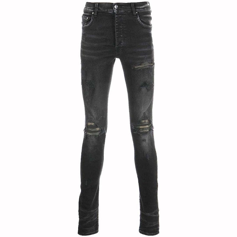 AMIRI Leather Camo MX1 Jeans Aged Black