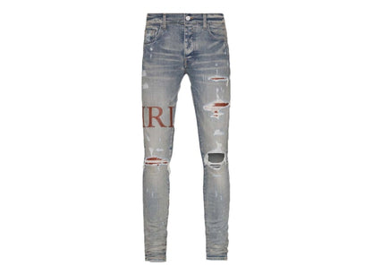 AMIRI Leather Stitch Logo Clay Indigo Jean Blue