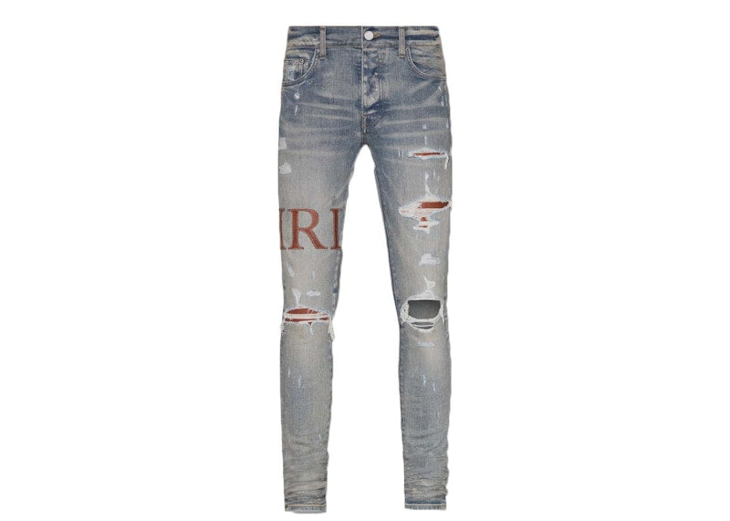 AMIRI Leather Stitch Logo Clay Indigo Jean Blue