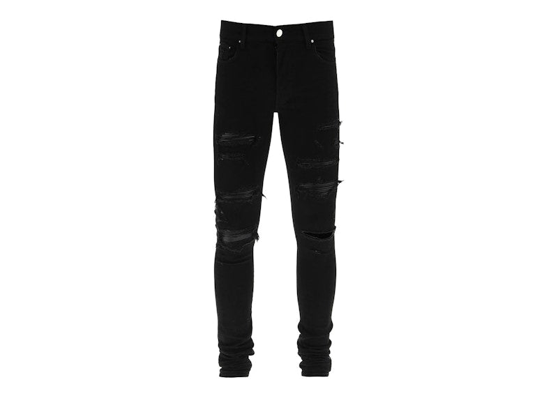 AMIRI Leather Thrasher Skinny Jeans Black