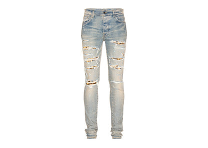 AMIRI Leopard Thrasher Skinny Fit Jeans Clay Indigo