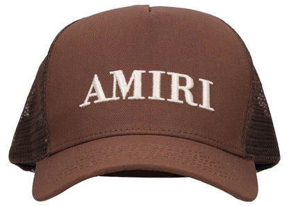 AMIRI Logo Cotton Canvas Trucker Hat Brown