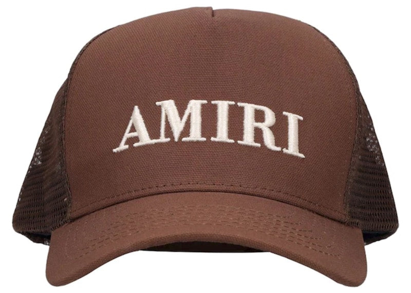 AMIRI Logo Cotton Canvas Trucker Hat Brown