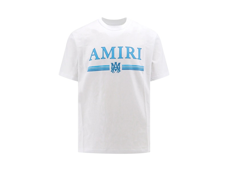 AMIRI Logo Printed Crewneck T-Shirt White/Blue