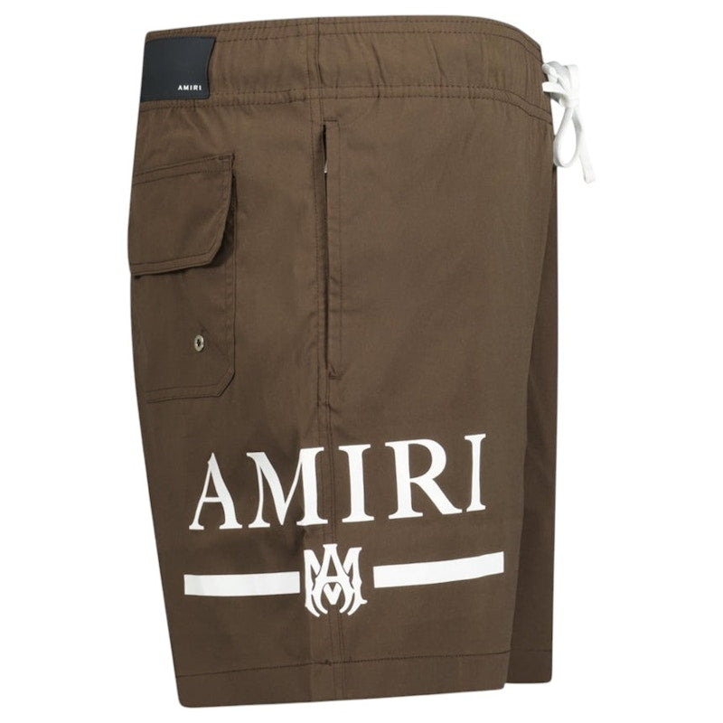 AMIRI MA Bar Logo Swim Shorts Brown