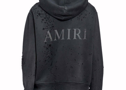 AMIRI MA Logo Shotgun Zip Hoodie Faded Black