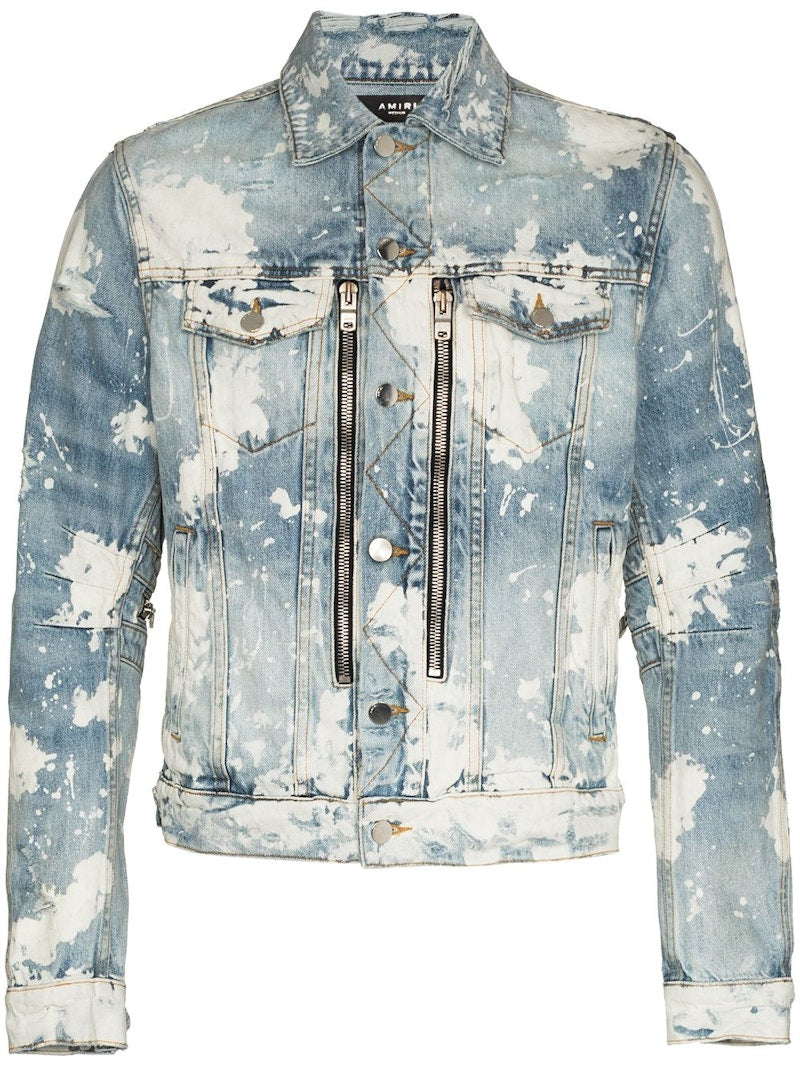 AMIRI MX2 Trucker Bleached Denim Jacket Blue