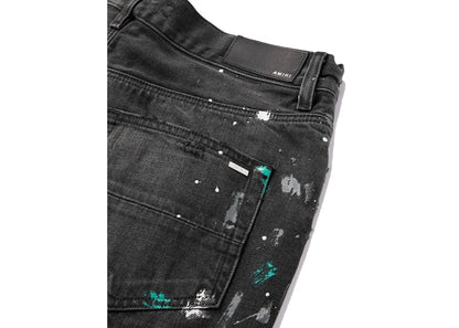 AMIRI Paint Splatter Denim Shorts Black