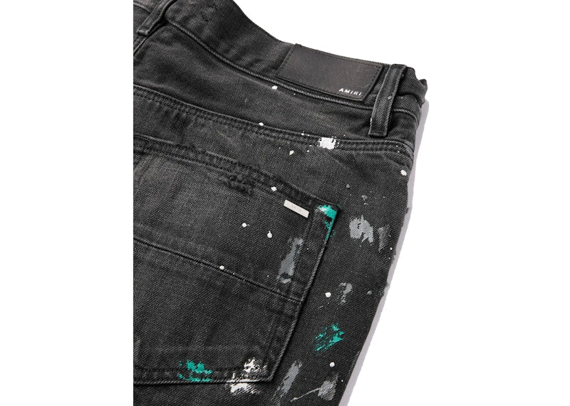 AMIRI Paint Splatter Denim Shorts Black