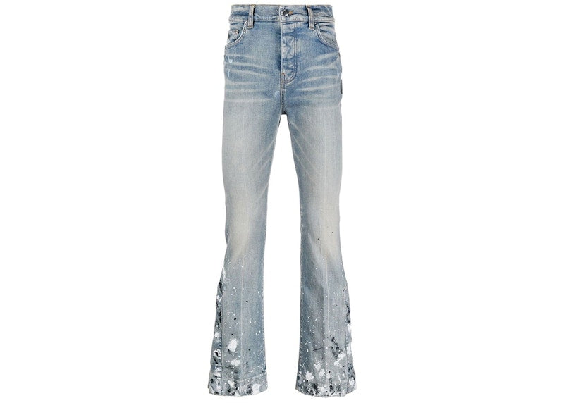 AMIRI Paint Splatter Flare Jean Clay Indigo