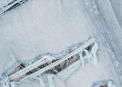 AMIRI Panelled Ripped Distressed Skinny Jeans Blue