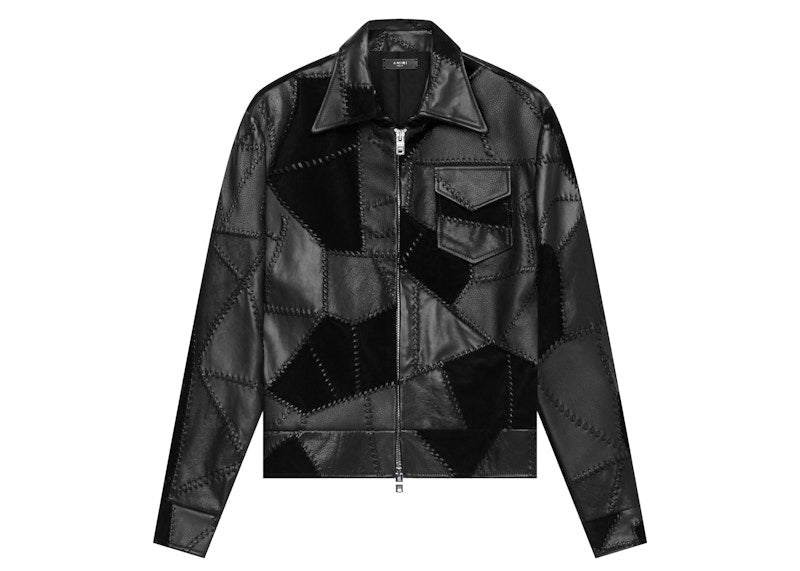 AMIRI Patchwork Leather Jacket Black