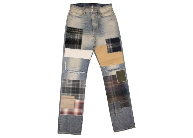 AMIRI Patchwork Loose Fit Jeans Blue