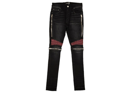 AMIRI Pink Velvet PJ MX2 Skinny Jeans Black