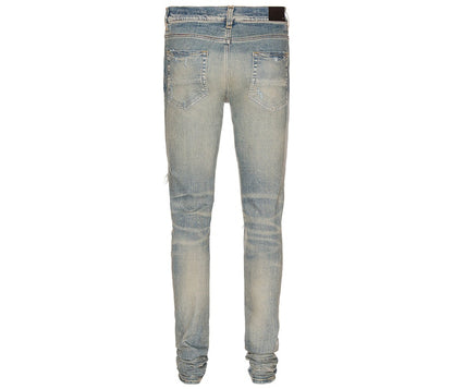 AMIRI Plaid Trasher Skinny Fit Jeans Blue