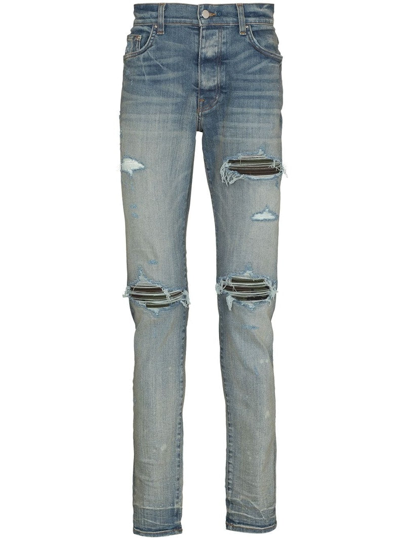 AMIRI Ripped Distressed Skinny Jeans Clay Indigo