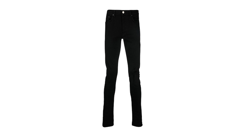 AMIRI Slim Fit Broken Ripped Jeans Black