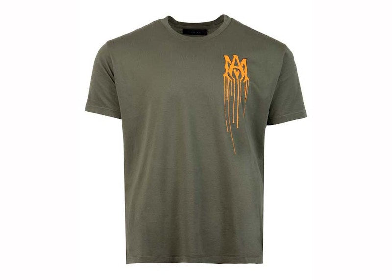 AMIRI Spray Paint Drip Ma Logo T-Shirt Olive