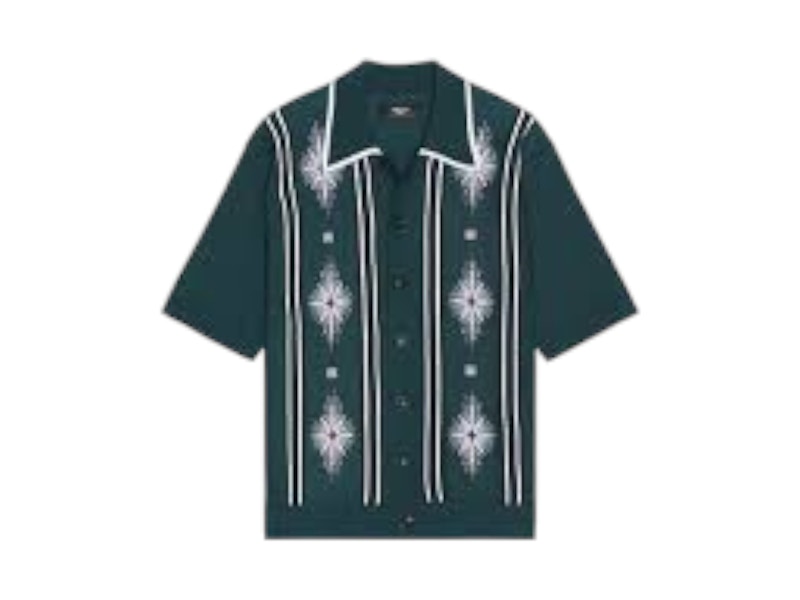 AMIRI Starburst Button Down Polo Blue
