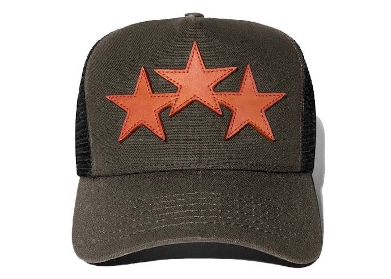 AMIRI Three Star Trucker Hat Military Green