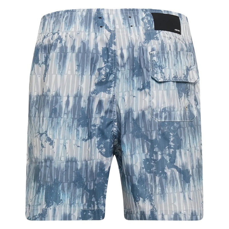 AMIRI Tie Dye All Over Logo Swim Shorts Blue