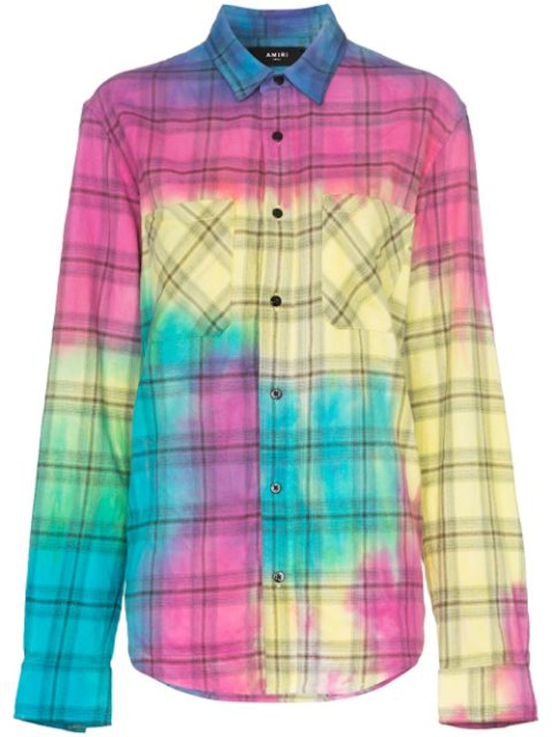 AMIRI Tie Dye Plaid Shirt Multicolor