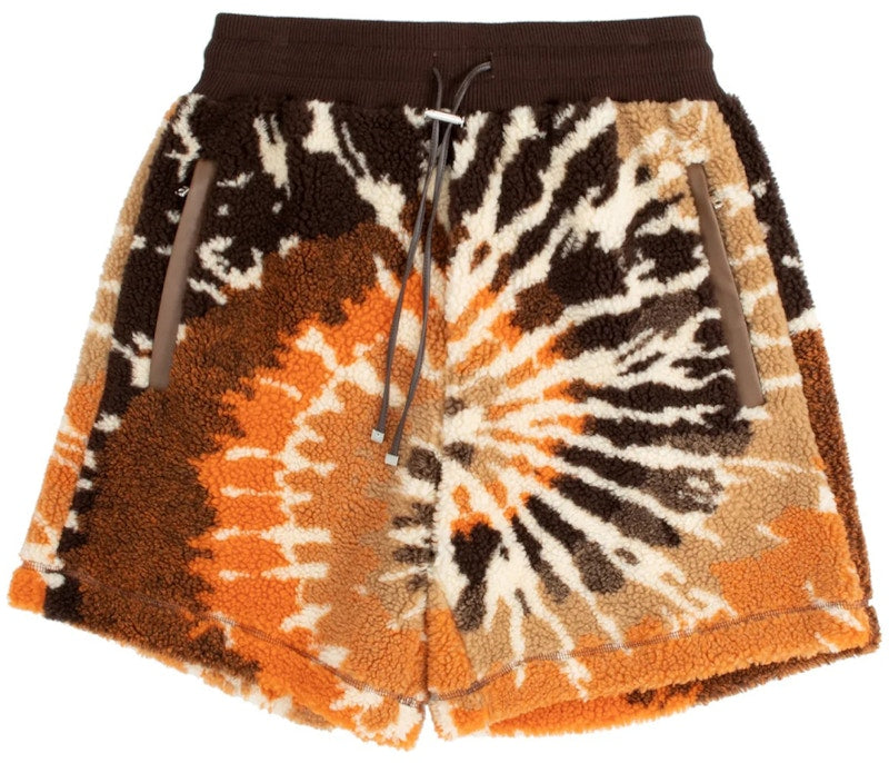 AMIRI Tie Dye Polar Fleece Shorts Orange/Black