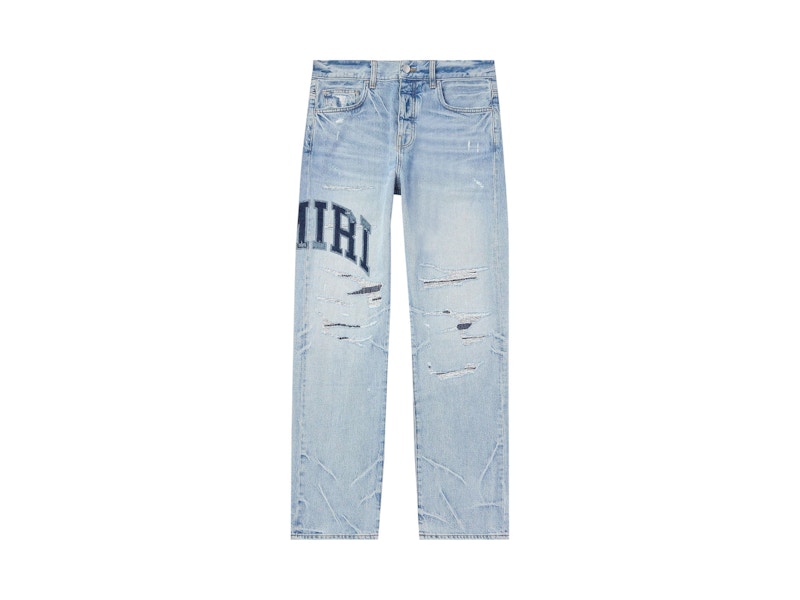 AMIRI Varsity Logo Repair Straight Jean Perfect Indigo
