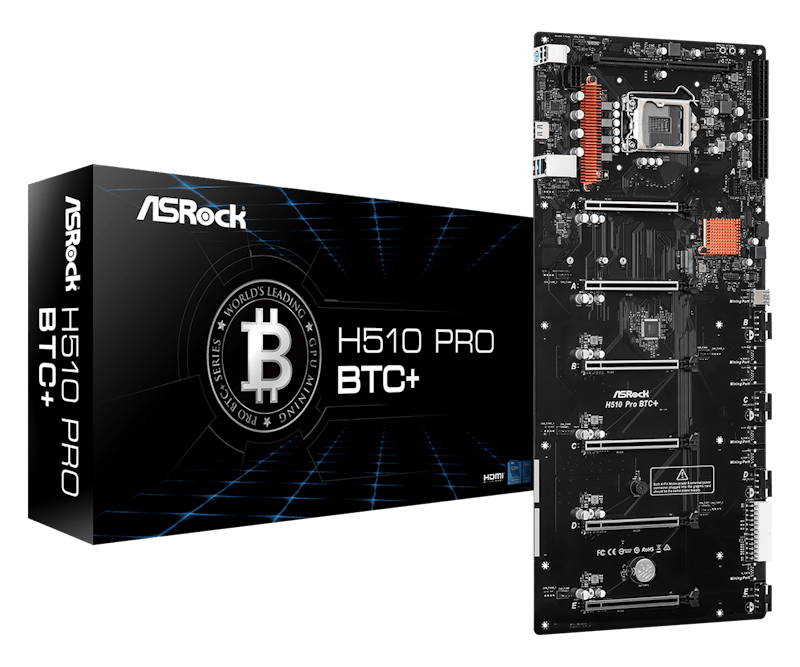 ASRock Intel H510 PRO BTC+ Cryptocurrency Mining Motherboard