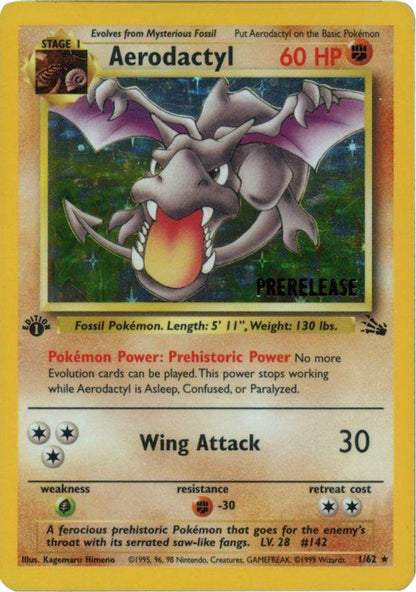 Aerodactyl 1999 Pokemon TCG Fossil 1st Edition Prerelease #1 (PSA or BGS Graded)