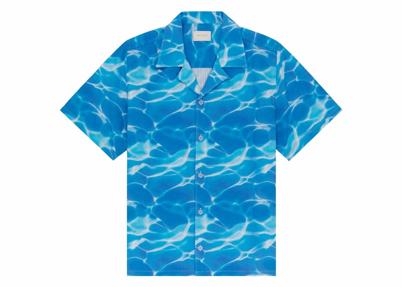 Aime Leon Dore Aqua Print Seersucker Shirt Blue