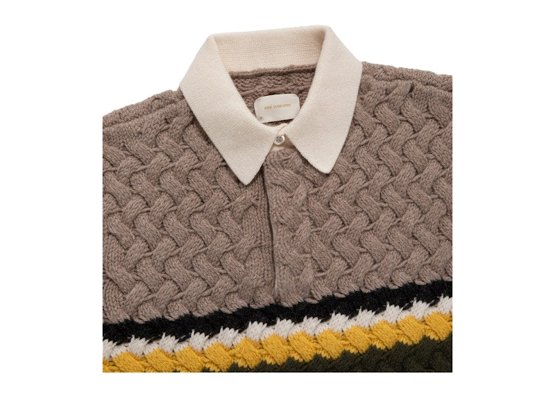 Aime Leon Dore Basketweave Knit Rugby Beige