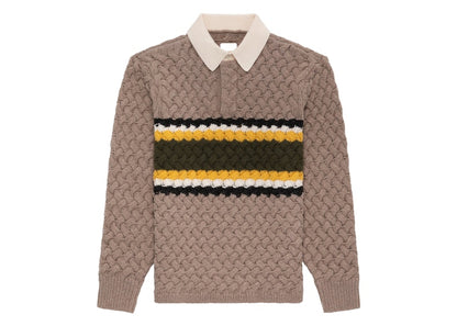 Aime Leon Dore Basketweave Knit Rugby Beige