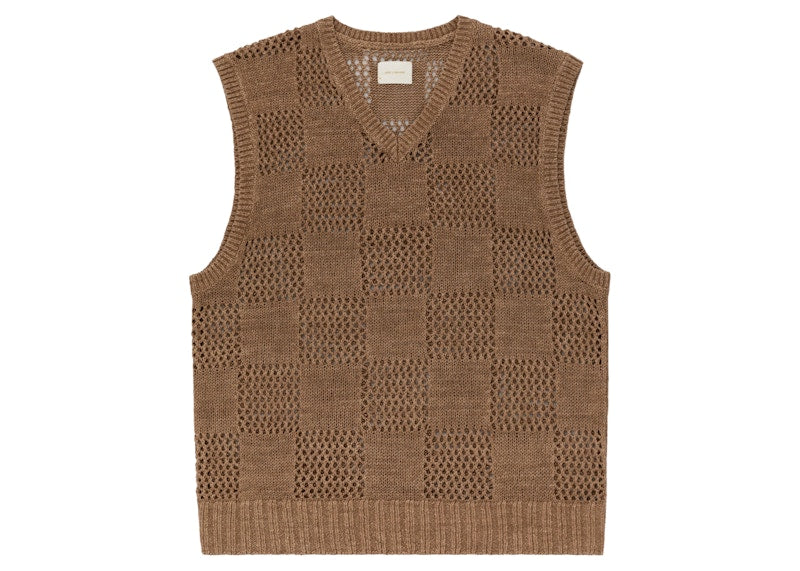 Aime Leon Dore Checkered Linen Vest Brown