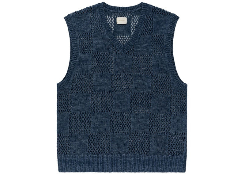 Aime Leon Dore Checkered Linen Vest Navy