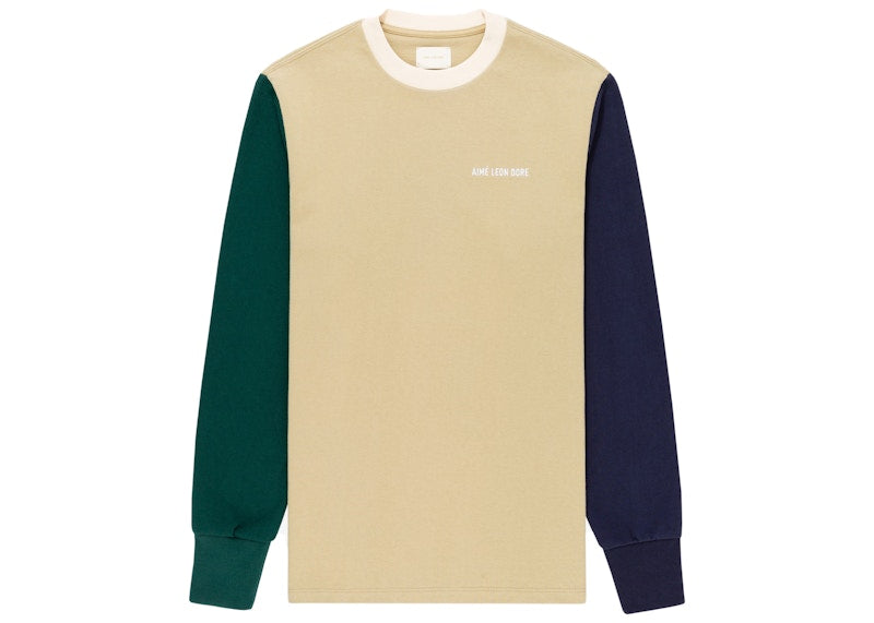 Aime Leon Dore Colorblock Longsleeve T-Shirt Tan/Navy/Green