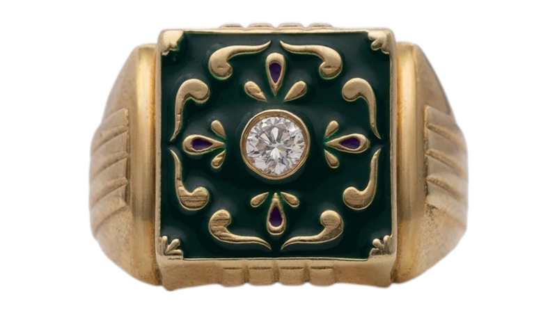 Aime Leon Dore Diamond Tile Ring Gold