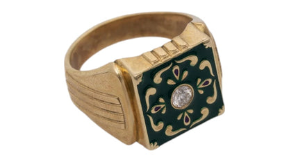 Aime Leon Dore Diamond Tile Ring Gold