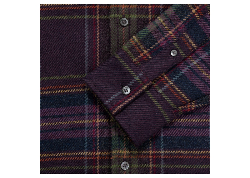 Aime Leon Dore Flannel Camp Collar Shirt Purple Plaid