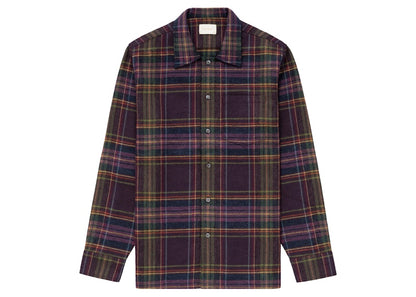Aime Leon Dore Flannel Camp Collar Shirt Purple Plaid