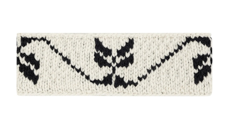 Aime Leon Dore Hand Knit Jacquard Wool Headband Pristine/Jet Black