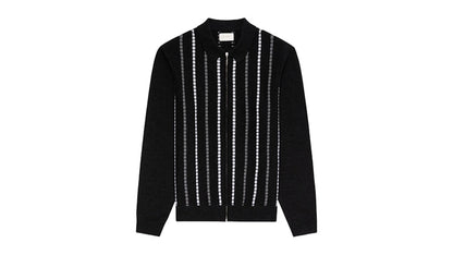 Aime Leon Dore Jacquard Stripe Polo Cardigan Black