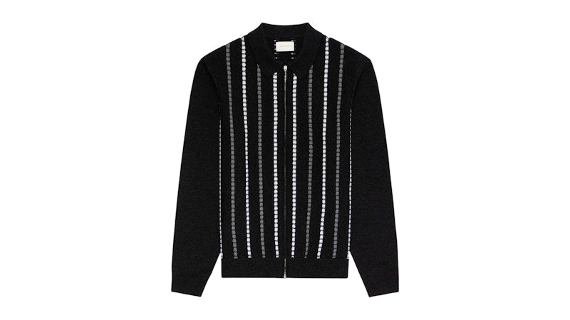 Aime Leon Dore Jacquard Stripe Polo Cardigan Black