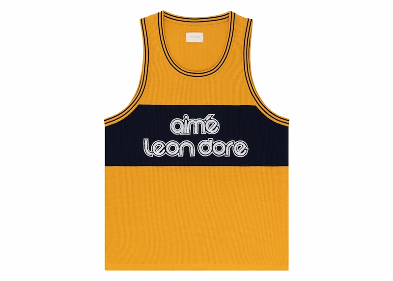 Aime Leon Dore Knit Basketball Jersey Yellow