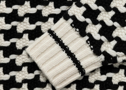Aime Leon Dore Knit Houndstooth Crewneck Sweater Black/White
