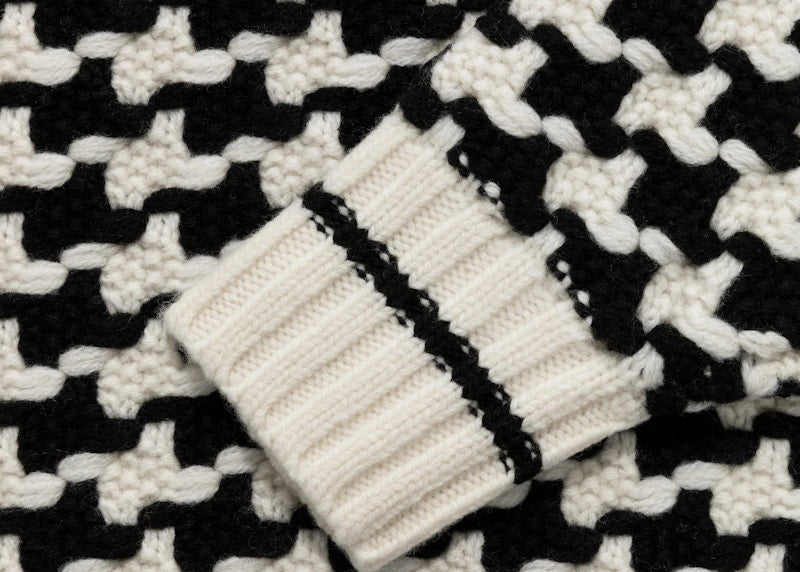 Aime Leon Dore Knit Houndstooth Crewneck Sweater Black/White