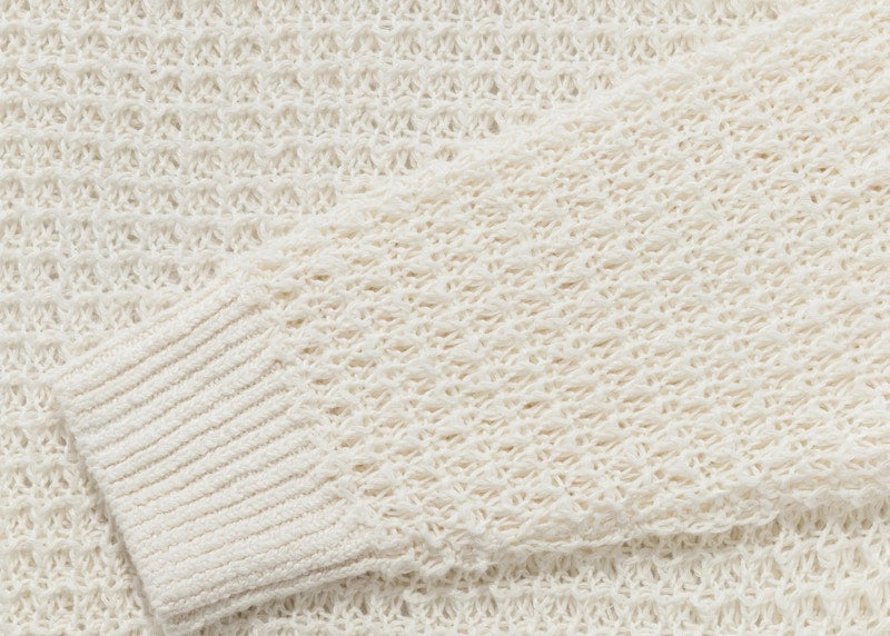 Aime Leon Dore Loose Knit Waffle Crewneck Sweater White